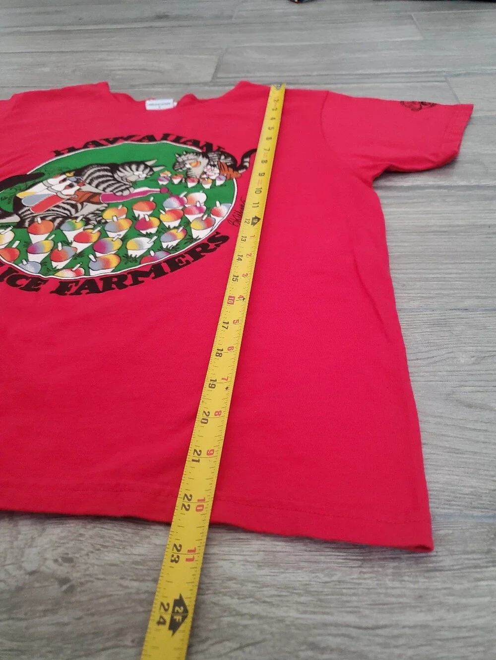 Crazy Shirts 100% cotton red Hawaiian shave ice farmers Kliban cat tee size S